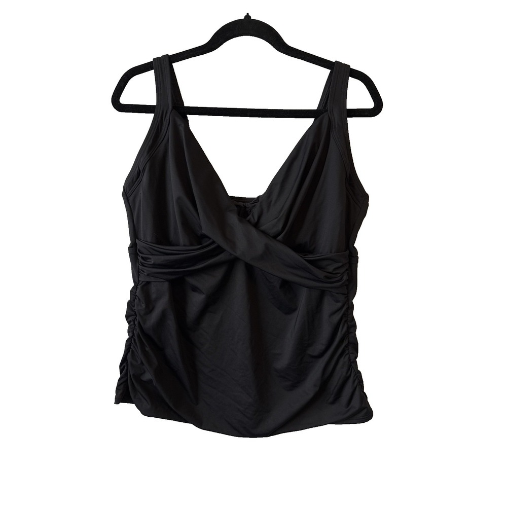 Lands' End Tankini Crisscross V Ruched Swim Top Women's 16DD Beach Resort Coast